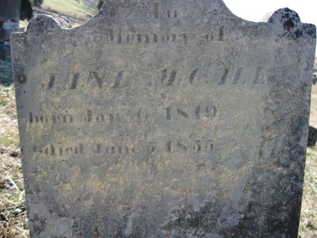 Jane (Larimer) McCall stone
Rock Spring Cemetery (2011)